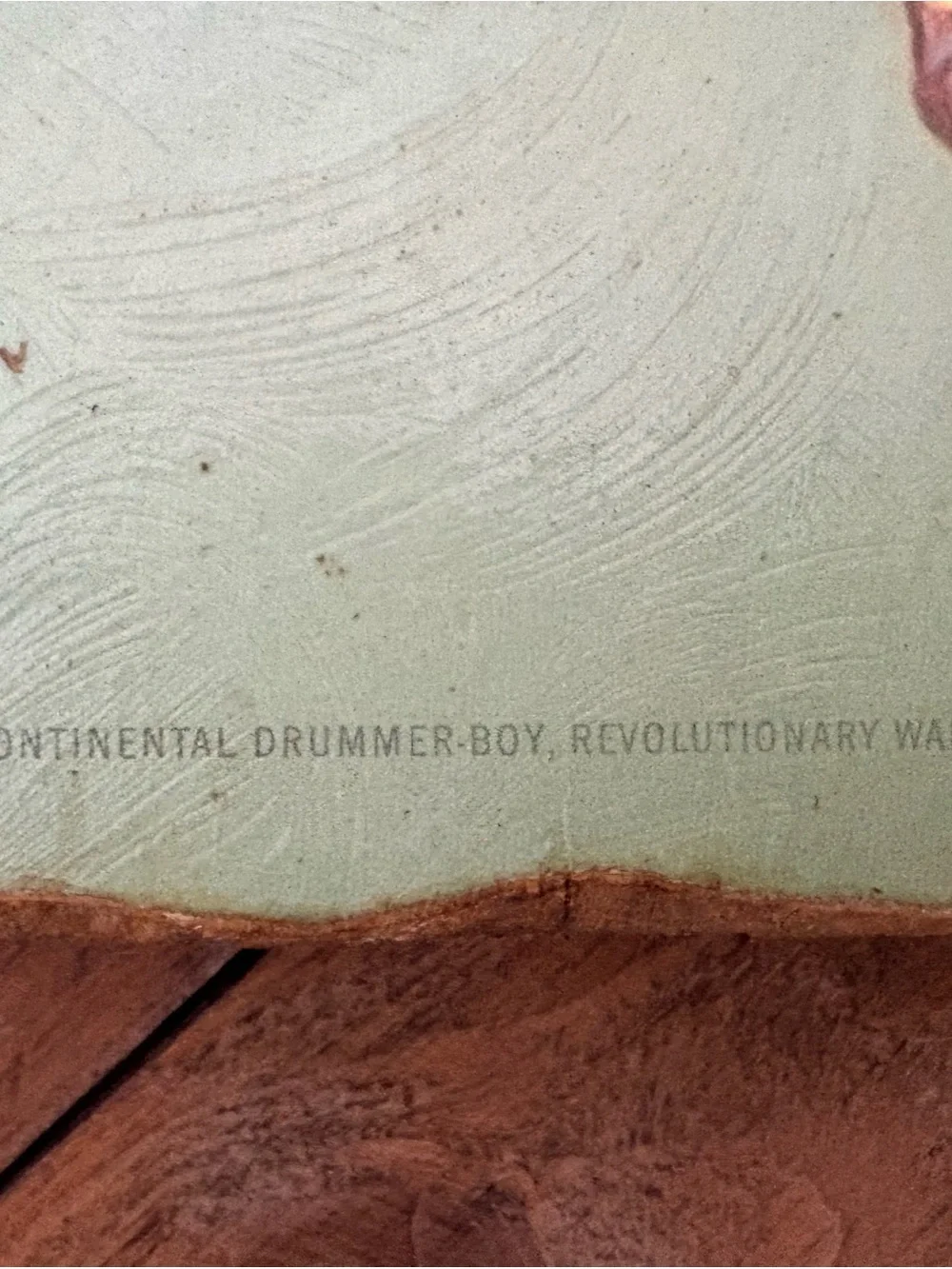 Vintage Drummer Boy Wall Plaque in Light Blue and Tan